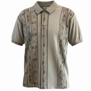 Vintage ‘90s Pebble Beach Jacquard Knit Golf Polo Shirt 100% Cotton Size XL